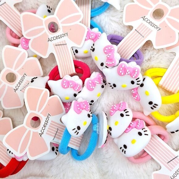 Hello kitty little girl pastel purple hair bands for kids set - Picture 3 of 4